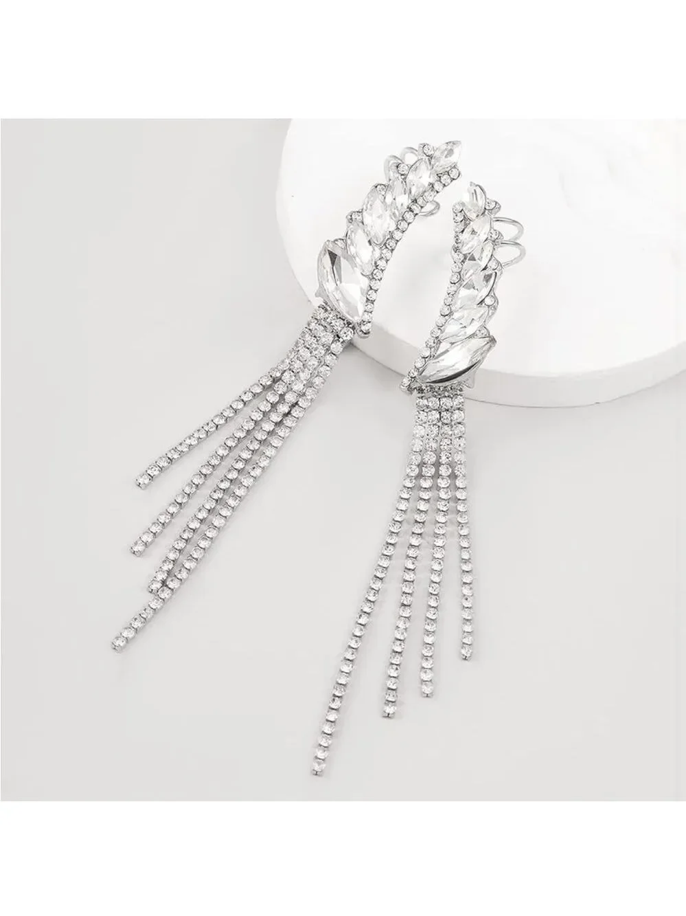 Aaliyah Dangle Earrings with Cuff - Picture 3 of 4